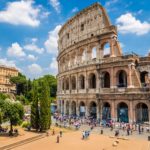 Colosseum with clear blue sky and clouds, Rome,Italy