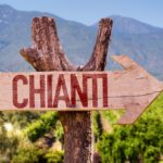 Chianti wooden sign with winery background