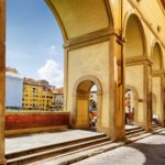 View of the Vasari Corridor in Florence, Tuscany, Italy